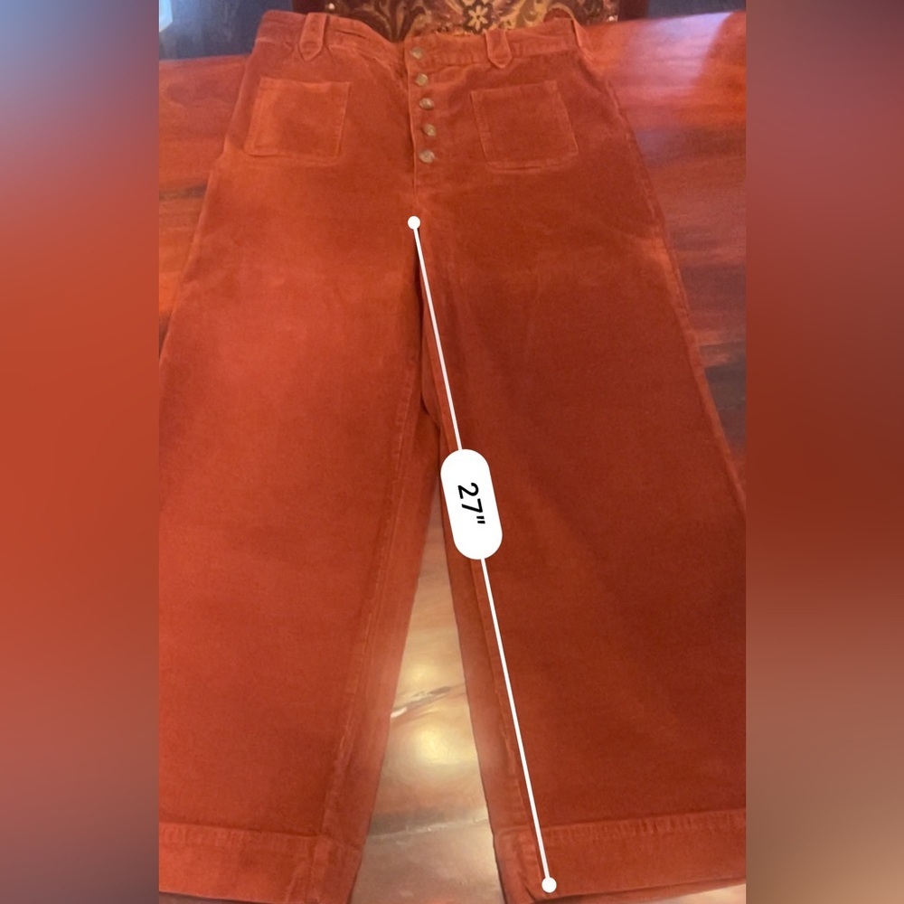 Frye Ilana Ultra High-Rise Corduroy
Wide-Leg Cropped Jeans Sz30 Dark
Orange - Picture 6 of 9